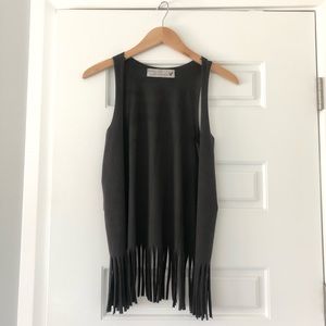 Vintage Havana Gray Suede Fringe Vest